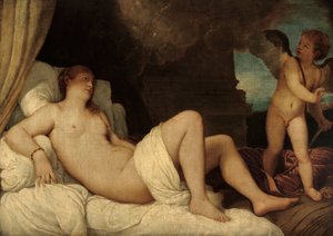 Danae, Kopie nach Tizians Gemälde in Neapel von Franz von Lenbach