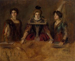 Gruppenbildnis: Drei Damen im Kostüm (Fräulein Heuberger, Frau Obermayer und Frau Putz)