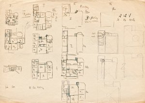 Entwurfsskizzen zu Matschs Ateliervilla - Grundrisse