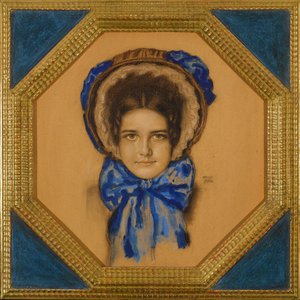 Tochter Mary mit einer Haube von Franz von Stuck