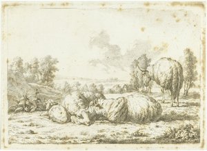 Landschaft mit drei Schafen und einem Lamm von Frédéric Théodore Faber