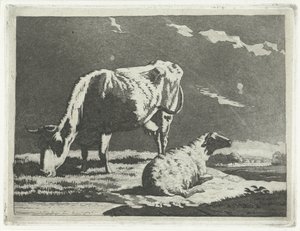 Landschaft mit Kuh und Schaf von Frédéric Théodore Faber