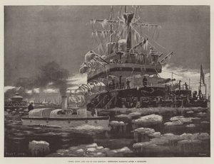 Frost, Schnee und Eis auf der Medway, Sheerness Harbour nach einem Schneesturm von Fred T. Jane