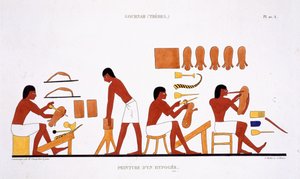 Lederarbeiter aus einem seltenen Bericht über Fresken aus Theben, aufgezeichnet 1819-1822 bei seinem zweiten Besuch in Ägypten von Frederic Cailliaud (1787-1869)