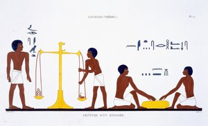 Todesrituale (Thema unklar), aus einem seltenen Bericht über Fresken aus Theben, aufgezeichnet 1819-1822 bei seinem zweiten Besuch in Ägypten von Frederic Cailliaud (1787-1869)