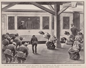 Der Krieg im Osten, Der Mikado verlässt seine Hauptstadt, um das Kommando über die Armee zu übernehmen, Die Kaiserin und der Kronprinz verbeugen sich