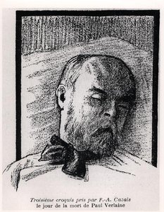 Skizze von Paul Verlaine auf seinem Sterbebett, aus 