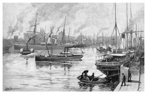 Melbourne vom Yarra, Victoria, Australien, 1886 von Frederic B. Schell