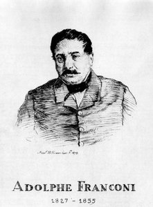 Zirkus: Radierung von Frédéric Hillemacher, Porträt von Adolphe Franconi (1827-1855) - in „Der Franconi-Zirkus“