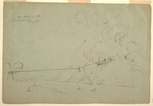 Zeichnung, Eine Hängebrücke in Kolumbien, August 1853