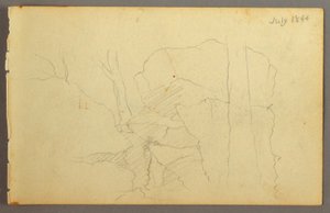 Zeichnung, Felsen zwischen Bäumen, 1844 von Frederic Edwin Church