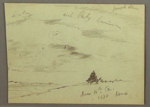 Zeichnung, Wolkiger Himmel, Hügel, 1870 von Frederic Edwin Church