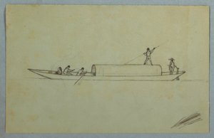 Zeichnung, Bedecktes Kanu, wahrscheinlich Südamerika, 1853 oder 1857 von Frederic Edwin Church