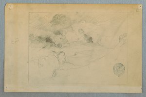 Ferne Ansicht des ausbrechenden Vulkans Sangay, Ecuador, 1857–62