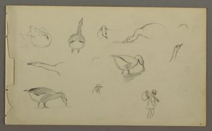 Acht Studien von Enten, zwei Figurenstudien, möglicherweise 1857–58 von Frederic Edwin Church
