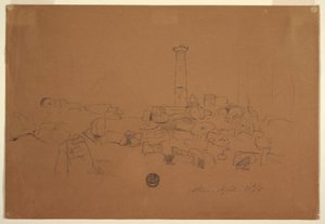 Zeichnung, Gefallene Säule, Tempel des Olympischen Zeus, Athen, 24. April 1869 von Frederic Edwin Church