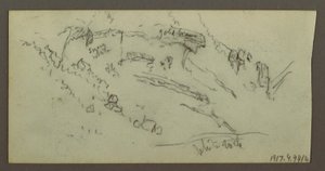 Zeichnung, Figurenstudie, Gebirgskette, möglicherweise 1868