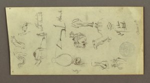 Zeichnung, Figuren- und Kamelstudien, 4. März, möglicherweise 1868