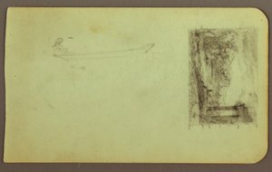 Zeichnung, Figur in einem Boot, Skizze eines Gemäldes; Rückseite: Inschriften, Dezember 1883