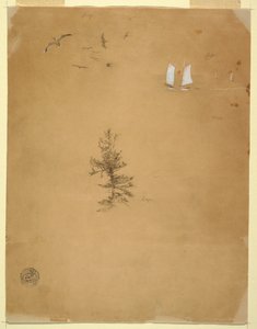 Möwen, Segelboote, Baum von Frederic Edwin Church