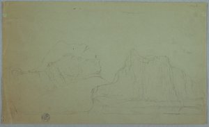 Zeichnung, Eisberg mit zwei Gipfeln, Juni oder Juli 1859 von Frederic Edwin Church