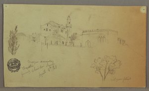 Moschee und angrenzende Gebäude, Bäume