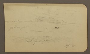 Zeichnung, Berglandschaft; Verso: Kirche mit Kuppel, April 1885