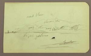 Zeichnung, Berglandschaft; Verso: Sitzende Figur, Berg, 1883 von Frederic Edwin Church