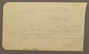 Zeichnung, Berggipfel; Rückseite: Raues Gebirge, 1. Mai 1885