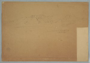 Zeichnung, Gebirgsketten mit rauen Gipfeln, nahe Machachi, Ecuador, 19. Juni 1857