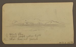Zeichnung, Berge; Rückseite: Vorgebirge & Gebirgskette, 21. Dezember 1885