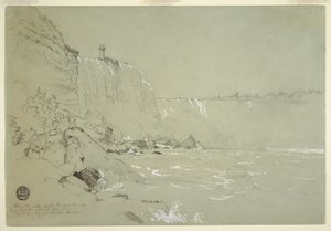 Zeichnung, Niagarafälle mit dem Terrapin Tower, 1856 von Frederic Edwin Church