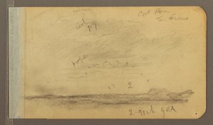 Zeichnung, Orizaba; Rückseite: Bewölkter Himmel, Dach, 1889