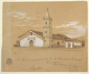 Pfarrkirche Unserer Lieben Frau von Chiquinquira del Cerrito, Chiquinquira, Kolumbien, Juli 1853 von Frederic Edwin Church