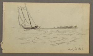 Segelboot auf Wellen reitend