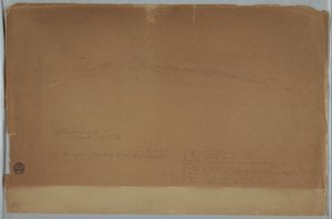 Zeichnung. Skizze. Der Chimborazo von Riobamba, Ecuador aus gesehen von Frederic Edwin Church
