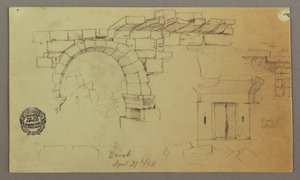 Zeichnung, Steinbogen, Steinsockel, 27. April 1868
