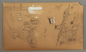 Studien von Chalet, Mann mit Pfeife, Enten, 1868