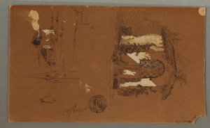 Studien von Chalet, Mann mit Pfeife, Enten, 1868