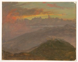 Sonnenuntergang und Berge
