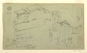 Zeichnung, Tempel, Petra, Jordanien, 27. Februar 1868
