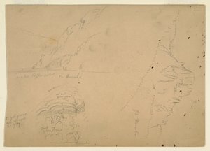 Drei Skizzen von steilen Bergufern der Donau, 1868 von Frederic Edwin Church