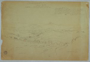 Blick bei Popayan einschließlich Mount Purese Vulkan, Cauca-Fluss, Kolumbien, 8. August 1853