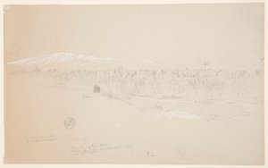 Dorf Kuseiyeh, Mount Libanon in der Ferne, Mai 1868