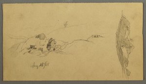 Frauen waschen an einem Trog, Berge, 28. August 1868 von Frederic Edwin Church