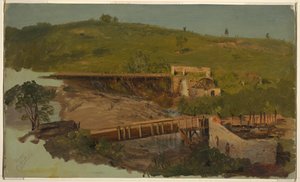 Hügel mit Viadukten und Ruinenmühlen, bei Catskill, New York von Frederic Edwin Church