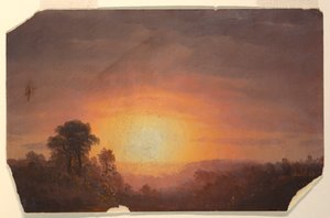 Landschaft mit Sonnenuntergang