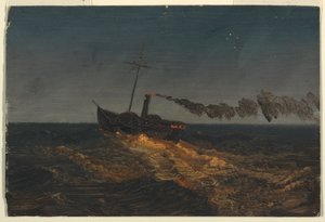 Raddampfer bei Sonnenuntergang von Frederic Edwin Church