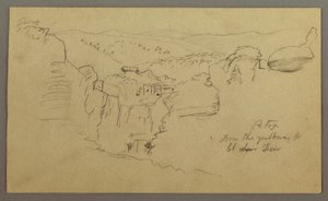 Skizze. Blick auf Khirbet en Wasara "Petra / vom Weg nach / El Deir" von Frederic Edwin Church