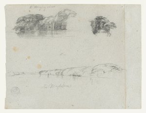 Skizzen von Bäumen, Reben und einem Ufer des Rio Magdalena, Kolumbien von Frederic Edwin Church